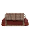 Torby na ramię w Plaid panel tweed Flap dla kobiet torebka stylowa 2024 płótno pasa