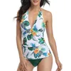 Kvinnors badkläder Bikini 2024 Mujer V Neck baddräkt Kvinnor Lace Up Tankini Beach Bathing Suit Female Brasilian