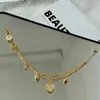 Link Armbänder Anenjery Gold Farbe Liebe Herz Zirkon Anhänger Armband Doppelschicht Kette Charm Valentinstag Schmuckgeschenke für Frauen