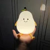 Creative Mini Cute Cartoon Pear Shaped Pat Light Bedroom Lamp Soft Silicone Rechargeable Night Light for Kids 240507