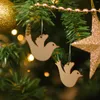 Figurines décoratives ornements de Noël d'oiseau en bois diy coupés de bricolage silhouette en bois suspendu