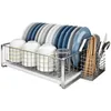 Kitchen Storage Stainless Steel Single Layer Dish Rack Drain For Counter Multifunctional Countertop Tableware