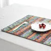 Table Mats 30x40cm Colored Geometric Heat Insulation Soft Cotton Linen Non-Slip Placemats Decor Fabric Napkin Mat