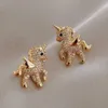 Stud Nieuwe Unicorn Stud -oorbellen Crystal Fashion Oorrings dames oorbellen prachtige sieraden geschenken J240513