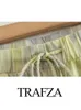 Trafza Womens Fashion Retro Print Prints Summer Womens Tie Dye Patch Work High Weist Bow مرنة الخصر على الساق واسعة الساق 240426