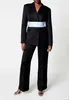 Black Women Pants Suits With Blue Bow 2 Pieces Custom Made Slim Fit Mother Of Bride Blazer Jacket Guest Wear Loose Trousers