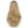 Europe and America Long Straight Human Hair Wig with Baby Hairs Brazilian Pre-Plucked Lace Front Synthetic Wigs For Women Girls