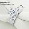 Bröllopsringar Newshe 2 Classic Womens Ring Set 7 * 7mm Princess Cut AAAA Zircon 925 Sterling Silver Engagement Jewelry Q240511