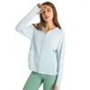 Dames zonnebescherming shirt hoodie jas lichtgewicht pocket met lange mouwen pocket vol zip wandelen buiten fitness vrije tijd