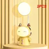 Bordslampor 2st Portable Söt skrivbordslampa USB laddningsbar dimbar studie Bed vid sängen Led Night Light for Reading Work Kids Birthday