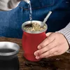 Wasserflaschen Yerba Mate Cup Set Doppelwand Edelstahl Kürbisform mit Bombilla Teetasse Reinigung