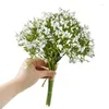 Fleurs décoratives Floral 32 cm Fleur bébé Décoration artificielle Breath Gypsophila Vase 12pcs / Bouquets Bouquets Bride Wedding Home White