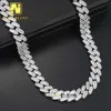 Fabricant de chaîne de liaison cubaine de 16 ans 16 mm Baguette Moissanite Diamond Hip Hop Colliers de bijoux glacés Sterling Sier