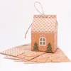 Present Wrap 25st House Shaped Christmas Candy Boxes Kraft Paper Festive Bag Food Snack Chocolate Container