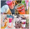 Disposable Cups Straws 10Pcs 700ml Plastic With Lids Double Grid Thicken Cup Couple Sharing Drinking For Bubble Tea Boba Smoothie