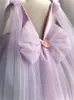 2024 3D Flower Flower Girl Dresses V Neck pärlor Prinsessan drottning nattvardsklänning Tiered Tulle Little Kids First Birthday Daughter and Mother Dresses Marriage Gowns