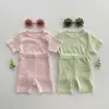 Kleidungssets 2023 neues massives Baby-Kleidungsstück Baby Kurzarm T-Shirt+Kurzärmeler Sommer-Baumwoll-Pyjamas 2-teiliger Baby Setl240513