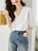 Blouses pour femmes Fashion Elegant Casual Blouse for Women Short Shirt Shirt Summer Office en V V 2024