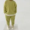 مجموعات ملابس Milancel مجموعة ملابس الأطفال Toddler Boy Set Waffle Girl مجموعة SETL2405 عارضة