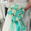 Fleurs de mariage PerfectLifeoh Bleu royal Beautiful Foam Roses Artificial Flower Bride Bouquet Party Decor for Decoration 217n