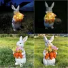 Garden Decoraties Creative Carrot Bouquet Bunny Decoratieve ornamenten Standbeeld Solar Lawn Light 240411 Drop Delivery Home Patio DHJPX