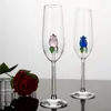 Vingglasögon 2st Creative Shaped Goblets Champagne Flute Flower Cup Stemware Cocktail Glass Drinkware Party Wedding Presents