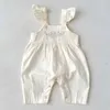 Kleidungssets koreanischer Stil Kinder- und Damenkleidung Set Langarmes Baumwollhemd+Blumensticker Jumpsuit Frühling und Herbst Baby Womens Clothingl240513