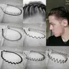 Haarzubehör Herren ringförmige Haarband mit welligem Haarband Waschbecken Unisex Herren Ringförmiger Haarband Anti Slip Black Metal Spiral Stirnband D240513