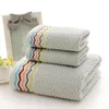 Ship navire à serviette WAVE D'EAU 3PCS / SET Set Fashion Pink Imprimé Maison douce Terry Cotton Face 2pcs et Bath 1PC