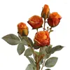 Flores decorativas Vintage Small Rose Artificial Flower Decoration Long Haste Fake Roses de seda para buquês de casamento DIY