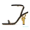 Femmes d'été Sandales Chaussures Sculptural Metal Stiletto talons nus or argent blanc noir orteil ouvert talons hauts Lady Walking