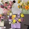 Prezent Przenośne Kraft Paper Florist Flower Buquet Pudełko z uchwytem Wedding Party Waking Bag Candy Cake Torebka