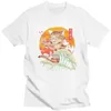 T-shirts voor heren gloednieuw T-shirt Men Katoen Neko Sushi Wave T-shirts Korte Slves Japan Retrowave Feline Cat Graphic TS Summer andise T240510