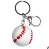 PARTINE Favor PVC Ball Kecheschains Sports Baseball Tennis Basketball Keychain Pendant Lage Decoration Key Chain Keyring Drop Livrot Ho Dhuqg