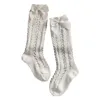 Crianças meias de crianças e meninas estilo real joelho arco de peixe alto meias de rede para bebês e crianças pequenas meias de nó de arco para crianças meias ocas 0-4y D240513