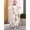 Vêtements ethniques 2022 New Bohème ethnique pleine manches élégantes Long Jupe imprimée Fashion Indian Femmes Pakistanais Clothingl2405