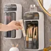 Boîtes de rangement Boîte cosmétique mural maquillage rotatif Madation Brush Brushder Cylindre d'ombre avec un organisme de salle de bain de couverture