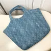 Designer draagtas dames luxe vintage denim handtas 10a kwaliteit grote capaciteit gewatteerd lederen ijskarsen tas tassen grote schoudertassen blauw jean strandtas