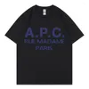 Camisetas masculinas de verão masculino masculino camisetas de grandes dimensões APC Print Hip Hop Camisa de manga curta Camisa de estilo coreano Tops Tops Tee