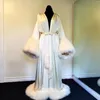 Women's Evening Dresses Robe Nightgown Bathrobe Pajamas Sleepwear With Fur Train Long Sleeve Jackets Bridesmaid Shawel 309r