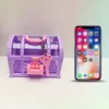 Jewelry Pouches 1pc Pink/Purple Cute Makeup Box Plastic Toy With Lock Treasure Chest Case Decoration Ornament Girls Dressing