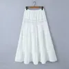 Boho geïnspireerde sexy en elegante dames kant borduurwerk wit lange vintage elastische taille a-line zomervakantie jurk 240426