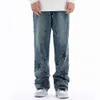 Китайская шикарная кожа джинсы для мужчин и женщин вымыли High Street Hiphop Straight Casual Bloys