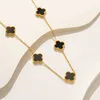 Designer ketting Vanca luxe goudketen vier bladgras vijf bloem dubbelzijdig fritillaria ketting 18k echte gouden luxe hoogwaardige hekel kraagketen