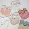 Slabbetjes bobs doeken bloem print baby slabbetje met verstelbare snap sluiting speeksel handdoek plooed rand gewoon katoenen oom kleding regenboog a-grade meisje voeding sjaal D240513