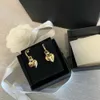 Lüks marka tasarımcısı mücevher çift harfli kaplama elmas parlak yüzey kalp kolye kulak kancası kadınlar kristal düğün parti jewerlry hediyeler