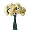 Fleurs décoratives Fleur artificielle avec 27 Head Peony Ranunculus Buttercup Bouquet thé Rose Corms Bulbes Party Decor