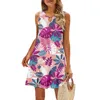 Casual Dresses Women's Summer Funny Printed Tank Sleeveless Dress Hollow Out Loose Slim-Type Beach Vestidos Femenino