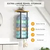 Storage Boxes Towel Rack Wall Mounted Metal Holder With Bamboo Shelf Bathroom Towels Space Saving Portable Rust Proof Water