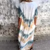 Vestidos de festa verão Lady Lady Tie-Dye Bohemian Beach Dress Sleeve Slit Slit Slit-deco